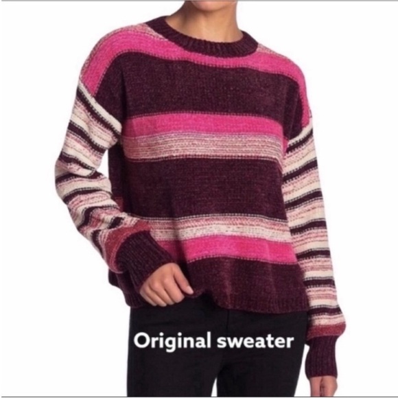 WOVEN HEART off the shoulder striped sweater M - Picture 9 of 10